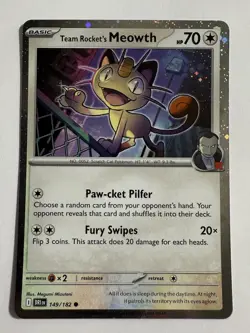 2025 Pokemon Team Rocket's Meowth 149 Destined Rivals Cosmos Holo Promo Card NM - Image 1
