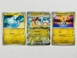 Pokemon Dragonite 3 Card Evolution Set - Holo Rare Pokemon Card - All Near Mint - Image 1