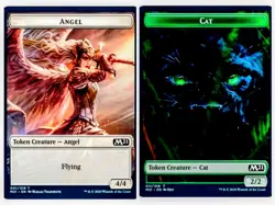 Angel Token \ Cat Token (FOIL) | MTG M21 | Double-Sided DS | Flying | NEW NM+ - Image 1