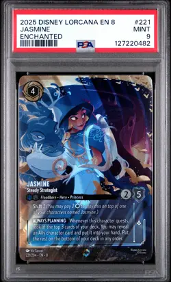 2025 Disney Lorcana En 8-Reign Of Jafar #221 Jasmine Enchanted PSA 9 - Image 1