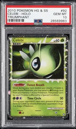 2010 POKEMON HEARTGOLD & SOULSILVER TRIUMPHANT #92 CELEBI-HOLO PSA 10 - Image 1