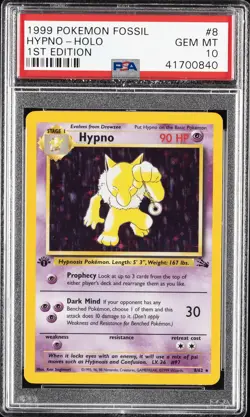 1999 POKEMON FOSSIL 1ST ED #8 HYPNO-HOLO PSA 10 - Image 1