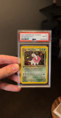 Meganium PSA 8 Pokemon WOTC 2000 Neo Genesis 1st Edition #10/111 Holo Swirl - Image 2