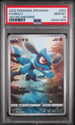 2022 POKEMON JPN SWORD & SHIELD VSTAR UNIVERSE #201 FULL ART/RIOLU PSA 10 - Image 1