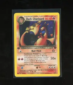 SWIRL 1ST EDITION 2000 Team Rocket Dark Charizard 4/82 Holo Foil Rare Pokemon - Image 1