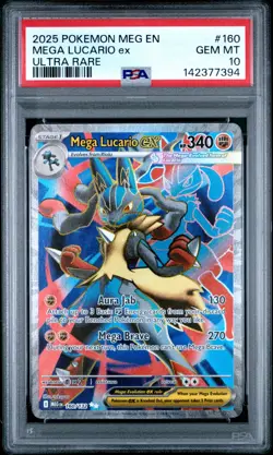 2025 POKEMON MEG EN-MEGA EVOLUTION ULTRA RARE #160 MEGA LUCARIO EX PSA 10 - Image 1
