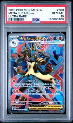 2025 POKEMON MEG EN-MEGA EVOLUTION ULTRA RARE #160 MEGA LUCARIO EX PSA 10 - Image 3