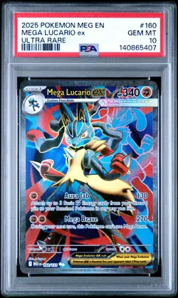2025 POKEMON MEG EN-MEGA EVOLUTION ULTRA RARE #160 MEGA LUCARIO EX PSA 10 - Image 4