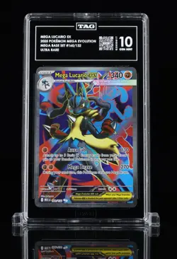 Mega Lucario Pokemon Mega Evolutions 160/132 Ultra Rare TAG 10 Gem Mint - Image 1