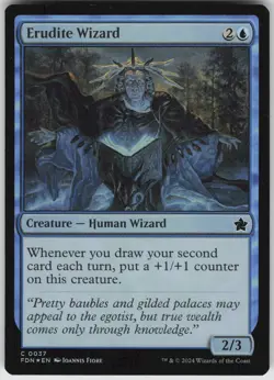 MTG Erudite Wizard 37 Foundations C Foil NM - Image 1