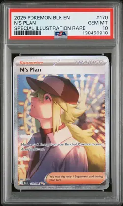 2025 POKEMON BLK EN-BLACK BOLT SPECIAL ILLUSTRATION RARE #170 N'S PLAN PSA 10 - Image 1