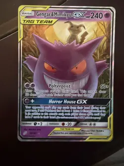 Pokemon TCG-Gengar & Mimikyu GX 53/181 Team Up Ultra Rare Holo HP240 EN - Image 1