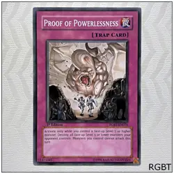 Proof of Powerlessness - RGBT-EN076 - Common 1st Edition Yugioh - Image 1