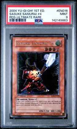 2004 YU-GI-OH! RDS-RISE OF DESTINY 1ST ED-ULTIMATE RARE SASUKE SAMURAI #4 PSA 9 - Image 1