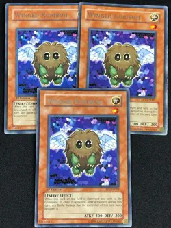 YUGIOH WINGED KURIBOH DP1-EN005 1ST RARE X3 (LP) - Image 1