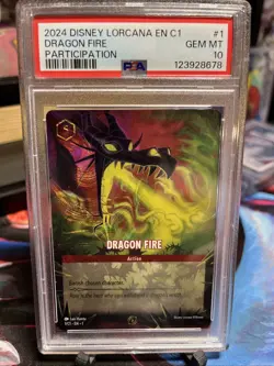 Disney Lorcana Enchanted Dragon Fire Participation Promo Card PSA 10 - Image 1