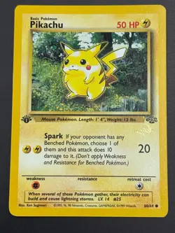 Pokemon 1999 Jungle Pikachu First Edition Card from Sept 1999 Duelist Magazine - Image 1