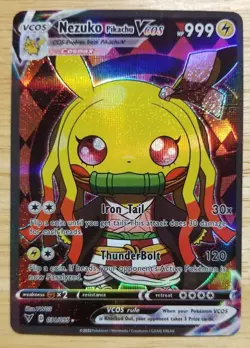 Pikachu Cosplay Nezuko, Demon Slayer Pokemon Custom ACG Card Holo Foil Anime - Image 1