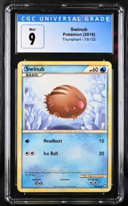 Swinub Triumphant 79/102 CGC 9 Mint 2010 Pokemon Card - Image 1