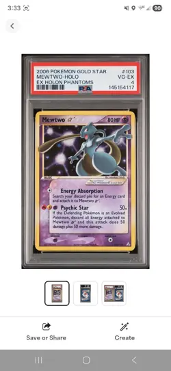Pokemon Mewtwo Gold Star 2006 EX Holon Phantoms Holo Card 103/110 - Image 3