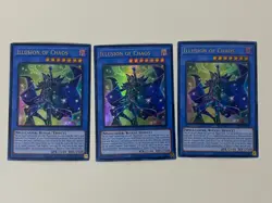 Yugioh - Illusion of Chaos x 3 - 1st Edition Ultra Rare NM - Free Holo Card - Image 1