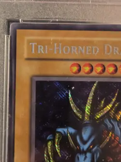 Konami Tri-Horned Dragon LOB-000 Reverse Foil Error Secret Rare PSA 9 2002 - Image 4