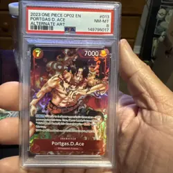 PSA 8 One Piece Paramount War Portgas.D.Ace Alt Art OP02-013 - Image 1