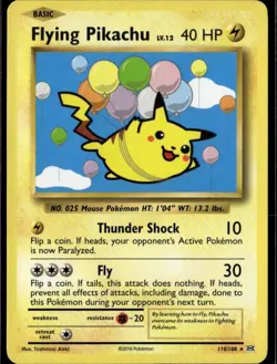 Flying Pikachu Secret Rare XY Evolutions 110/108 Lightning Normal Pokemon Card - Image 1