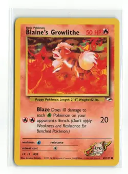 BLAINE'S GROWLITHE 62/132 GYM HEROES POKEMON TCG DAMAGED READ - Image 1