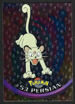 1999 Topps TV Series #53 Persian Flames Card Pokemon TCG Foil Black Label - Image 1