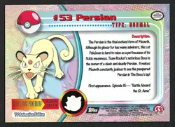 1999 Topps TV Series #53 Persian Flames Card Pokemon TCG Foil Black Label - Image 2