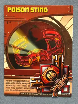Bakugan Poison Sting 🔴 Red Ability Card 1/8f New Vestroia Scorpion - Image 1