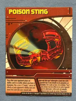 Bakugan Poison Sting 🔴 Red Ability Card 1/8f New Vestroia Scorpion - Image 2