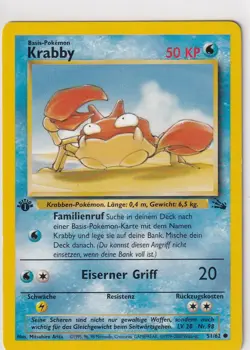 Pokemon Card Trading Card Fossil No. 51/62 Krabby First Edition German - Image 1