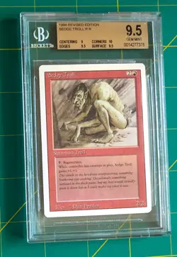 SEDGE TROLL Revised Edition BGS 95 GEM MINT RARE Reserve List 1994 MTG G2U - Image 1