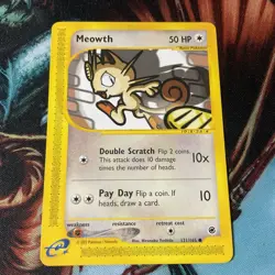2002 Pokemon Card Meowth 121/165 Expedition Vintage NM-Mint,,, - Image 3