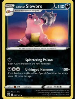 Galarian Slowbro Rare SWSH05: Battle Styles 092/163 Darkness Pokemon Card - Image 1
