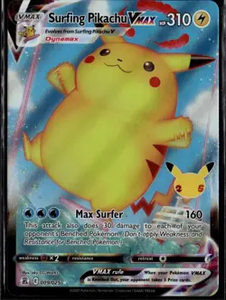 Surfing Pikachu VMAX Ultra Rare Celebrations 009/025 Lightning Holofoil Pokemon - Image 1