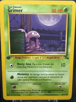 Pokemon TCG Grimer Fossil, 1st Edition Common Card 48/62 - Image 1
