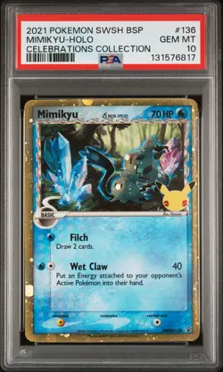 2021 POKEMON SWSH BLACK STAR PROMO CELEBRATIONS COLL #136 MIMIKYU-HOLO PSA 10 - Image 1
