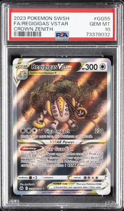 2023 POKEMON SWORD & SHIELD CROWN ZENITH #GG55 FULL ART/REGIGIGAS VSTAR PSA 10 - Image 1