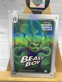 Pikachu as Beast Boy Holo Heroes & Villains Flash Edition Non-Pokemon Fan Art - Image 2