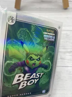 Pikachu as Beast Boy Holo Heroes & Villains Flash Edition Non-Pokemon Fan Art - Image 4