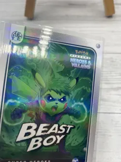Pikachu as Beast Boy Holo Heroes & Villains Flash Edition Non-Pokemon Fan Art - Image 5