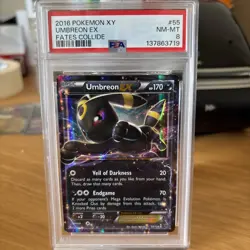 2016 POKEMON XY FATES COLLIDE #55 UMBREON EX PSA 8 - Image 1