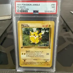 PSA 7 Near Mint Pikachu 1st Edition #60 - 1999 Pokemon Jungle - Image 1