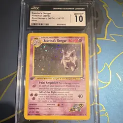 Pokemon Sabrina's Gengar Holo CGC 10 Gym Hero 1st Edition 14/132 💎swirl💎 - Image 1