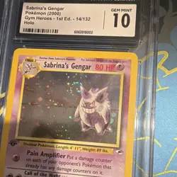 Pokemon Sabrina's Gengar Holo CGC 10 Gym Hero 1st Edition 14/132 💎swirl💎 - Image 2
