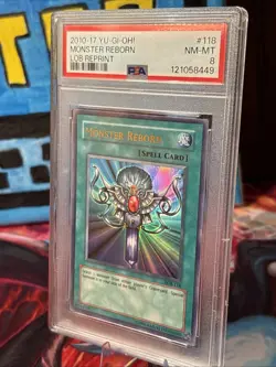 Yugioh 2010 Monster Reborn LOB-118 PSA 8 Ultra Rare - Image 1