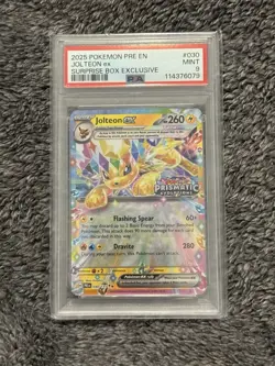 2025 POKEMON PRE EN-PRISMATIC EVOLUTIONS SURPRISE BOX EXCLUSIVE JOLTEON EX PSA 9 - Image 1